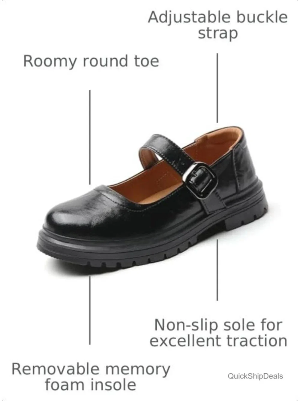 Women's Faux Leather Mary Jane Shoes Platform Oxfords Casual Buckle Strap